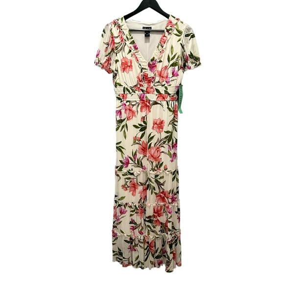 Kate and Lily Women’s V-Neck Puff Sleeve Tiered Floral Maxi Dress NWT - Picture 2 of 13